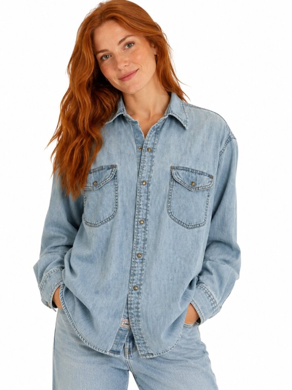 Levi's Strauss Vintage Denim Button Down Shirt Medium Blue Wash Cotton